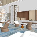Modern Hotel Lobby Interior With Wooden Walls Stone Screens And Marble Flooring
