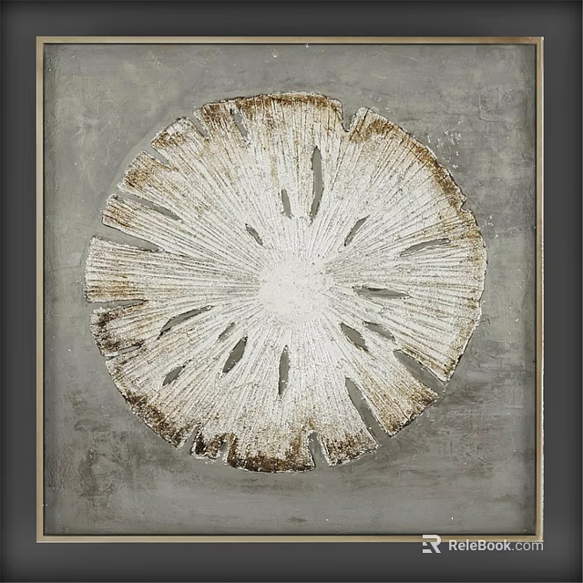 Decorative Frame With Radiant White And Brown Textured Design On Gray Background 3d model 