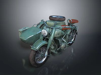 Vintage Green Motorcycle Classic Design With Leather Seat Round Headlight And Spoked Wheels 3d model