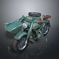 Vintage Green Motorcycle Classic Design With Leather Seat Round Headlight And Spoked Wheels
