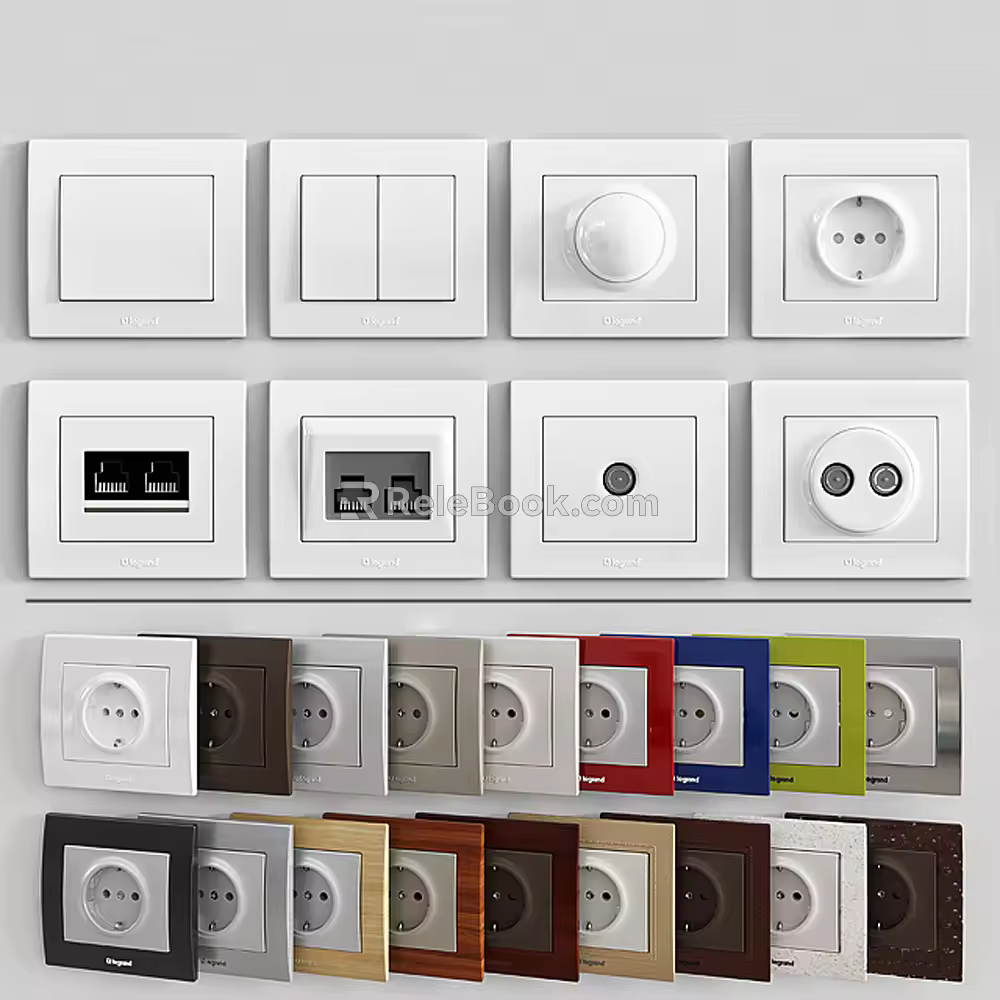 Modern socket switch panel socket combination 3d model