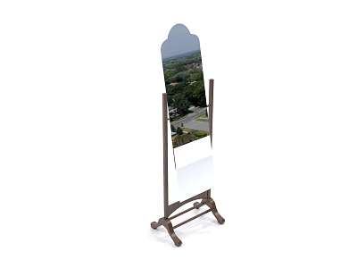Classic Arched Top Floor Standing Mirror With Sturdy Metal Stand Design 3d model