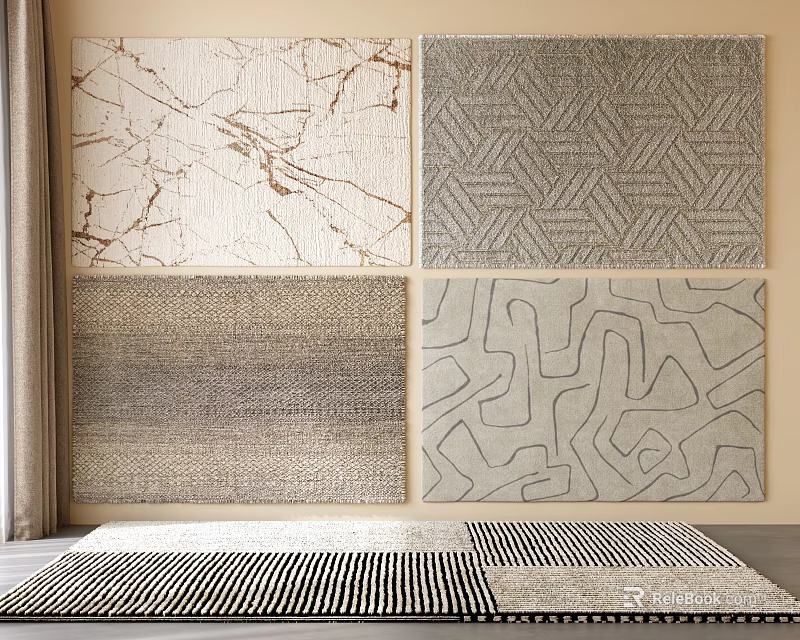 Square Rugs With Geometric Patterns Abstract Designs And Soft Textures For Modern Home Decor 3d model