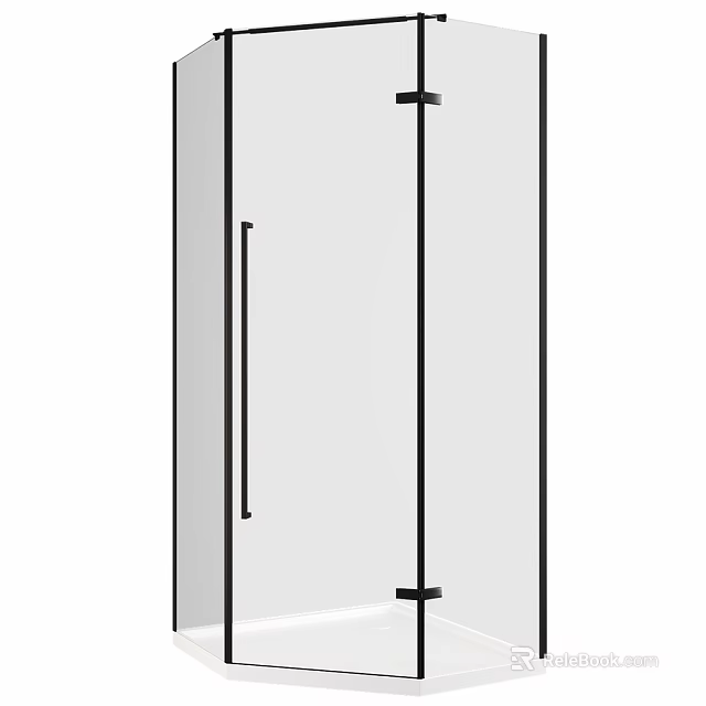 Modern Shower Sauna Design With Glass Door And Black Frame Structure 3d model 