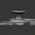 Scenic Landscape With Multi Tiered Stone Fountain And Square Base In Courtyard