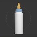 White Baby Bottle With Blue Cap And Yellow Nipple On Black Background
