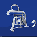 White Abstract Geometric Structure Design With Curved Elements On Blue Background