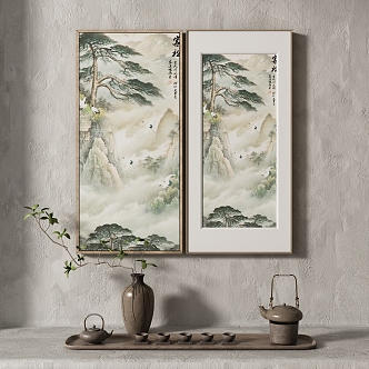 New Chinese Style Texture Decoration Painting Silent Style Light Luxury Italian Minimalist Ancient Style Texture Decoration Painting Italian Minimalist Ancient Style 3d model