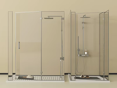 Modern Transparent Glass Shower Enclosure with Stylish Shower Head and Chrome Fixtures 3d model