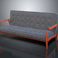 Stylish Multi-seat Sofa Featuring Gray Tufted Upholstery Wooden Armrests And Legs