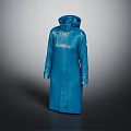 Blue Long Hooded Raincoat With Waterproof Fabric And Sleek Modern Design