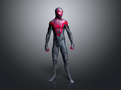 Detailed Black Red Spider Man Costume Character Model In Standing Pose 3d model