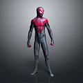 Detailed Black Red Spider Man Costume Character Model In Standing Pose
