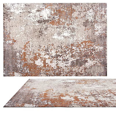 Abstract Pattern Square Area Rug With Brown Gray White Tones 3d model