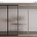 Modern Glass Sliding Doors with Black Silver Frames for Interior Home Partition Design 3d model