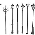 Various Styles of Black Outdoor Lights with Different Designs for Garden and Street