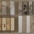 New Chinese Screen Partition Ink Painting Screen 3d model