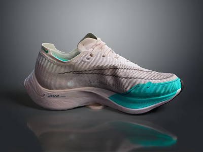 Modern Lightweight Running Shoes With Pastel Pink And Teal Mesh Upper And Cushioned Sole 3d model