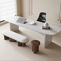Modern Desk and Chair Combination Desk 3d model