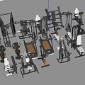 Diverse Sports Equipment With Black And Orange Design Multiple Strength Training Machines