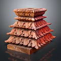 Elegant Wooden Layered Furniture With Stacked Carved Design And Tiered Structure