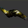 Irregular Green And Yellow Glass Sculpture With Shiny Surface On Gray Background
