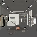 Modern Clothing Store Interior With Clothes on Racks Mannequins Curved Sofa White Flooring And Lighting