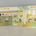 Colorful Pet Paradise Interior With Cat Club Decor And Pet Supplies Shelves