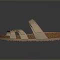 Beige Crisscross Strap Sandals With Cork Sole And Buckle Closure Design