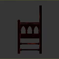 Traditional Wooden Leisure Chair With Dark Red Finish And Carved Backrest Design
