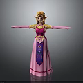 Princess Character Spreading Arms In Pink Gown With Golden Ornaments And Butterflies