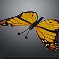 Vibrant Monarch Butterfly With Spread Yellow Black Wings And Red Edges On Dark Background