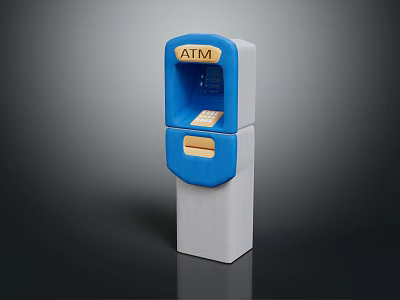 Blue And White Modern Cabinet Furniture With Display Screen And Storage Slots 3d model