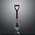 Ergonomic Metal Shovel with Black Handle Red Grip and Silver Blade for Home Use