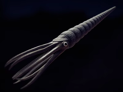Realistic Marine Cephalopod Model With Spiral Body Extended Tentacles And Large Eye 3d model