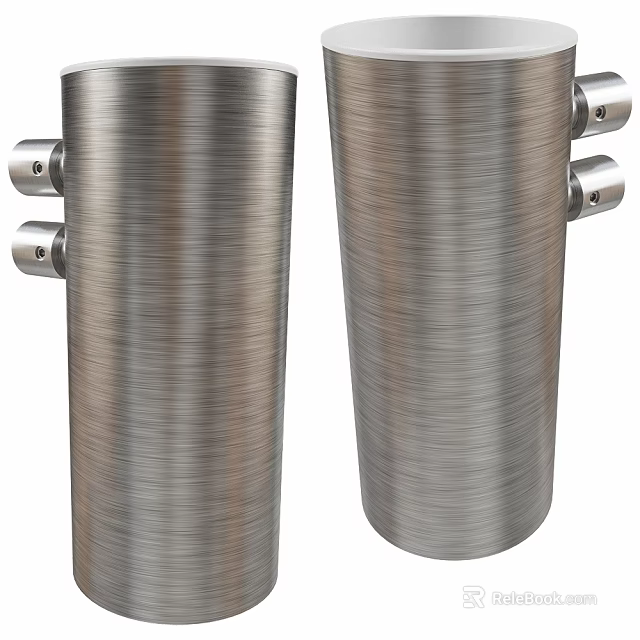 Stainless Steel Cylindrical Structural Components With Brushed Surface And Metal Fittings 3d model 