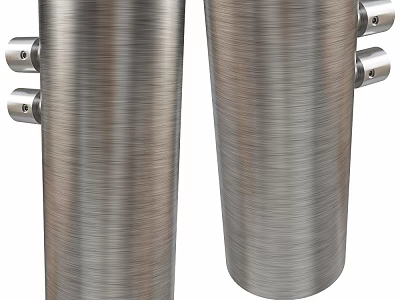 Stainless Steel Cylindrical Structural Components With Brushed Surface And Metal Fittings 3d model