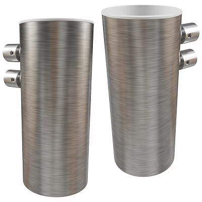 Stainless Steel Cylindrical Structural Components With Brushed Surface And Metal Fittings 3d model