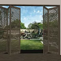 Modern folding door shutter folding door multi-link sliding door folding sliding door partition door grille door 3d model