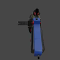 Black And Gold Tactical Pistol Weapon With Barrel Grip And Heat Sink On Red Background