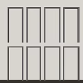 Eight Black Frames Arranged Neatly On White Wall With Wooden Floor