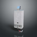 Gray Gas Water Heater With Blue Top Component Front Control Panel And Bottom Pipes