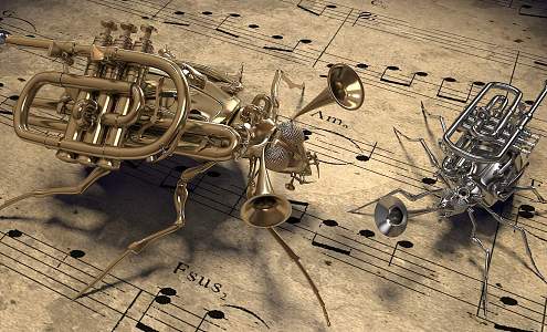 Musical Instrument Animal Fly Music Abstract small size Combination Deformation 3d model