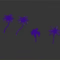 Four Palm Trees Of Various Sizes Against White Background