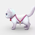 Cute White Cat With Pink Bow Tie And White Harness Featuring Bell