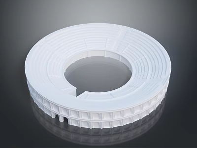 White Circular Amphitheater Style Architectural Model With Stepped Seating And Arches 3d model
