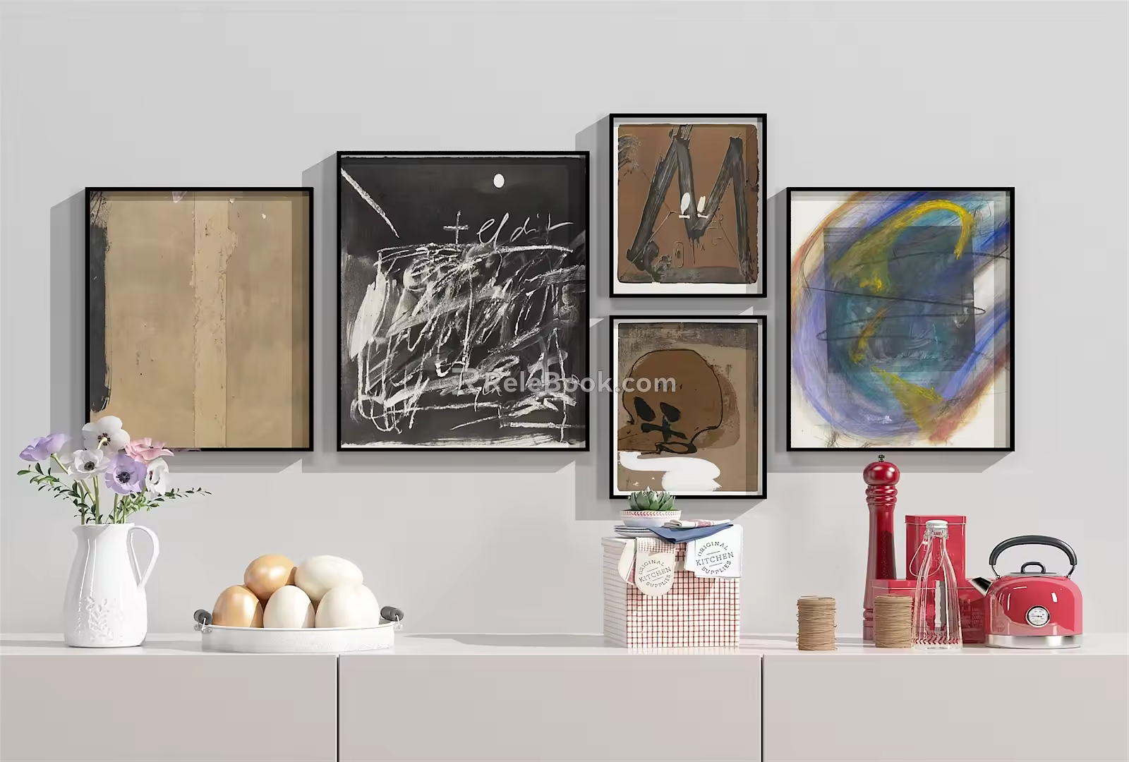Modern Abstract Painting Abstract Hanging Painting Combination Ornaments 3d model