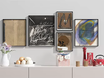 Modern Abstract Painting Abstract Hanging Painting Combination Ornaments 3d model