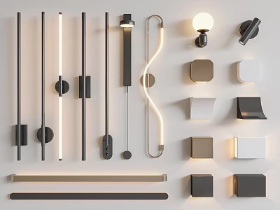 Modern Stylish Wall Lamps With Various Contemporary Designs And LED Lighting 3d model