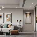 Modern Dining Living Room Interior With Wooden Wall Panels Black Door And Pendant Lights